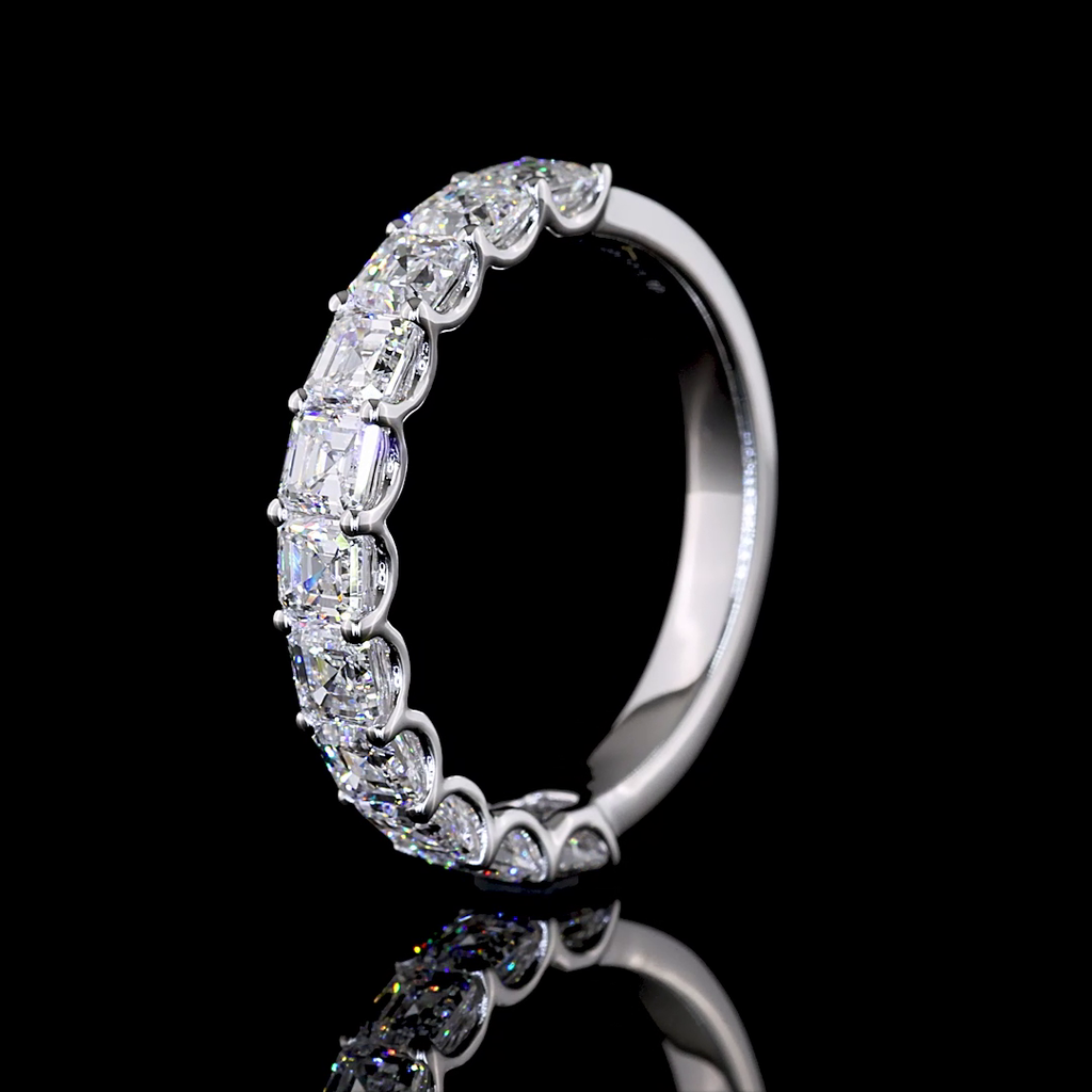 2.1 Cts 14k White Gold Asscher Shape Half Eternity Eternity Band - Image 4