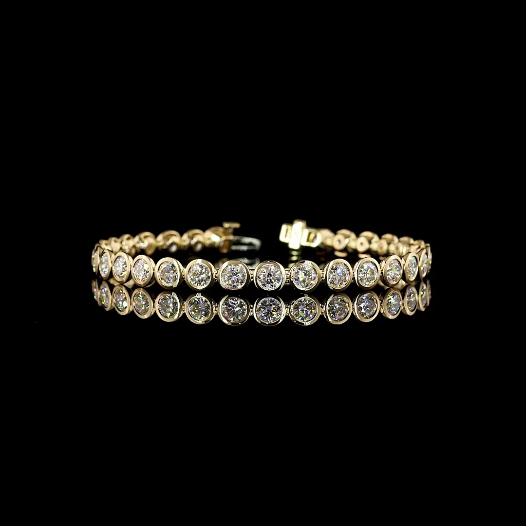 9.82 Cts 14k Yellow Gold Round Shape Tennis Bracelet - Video