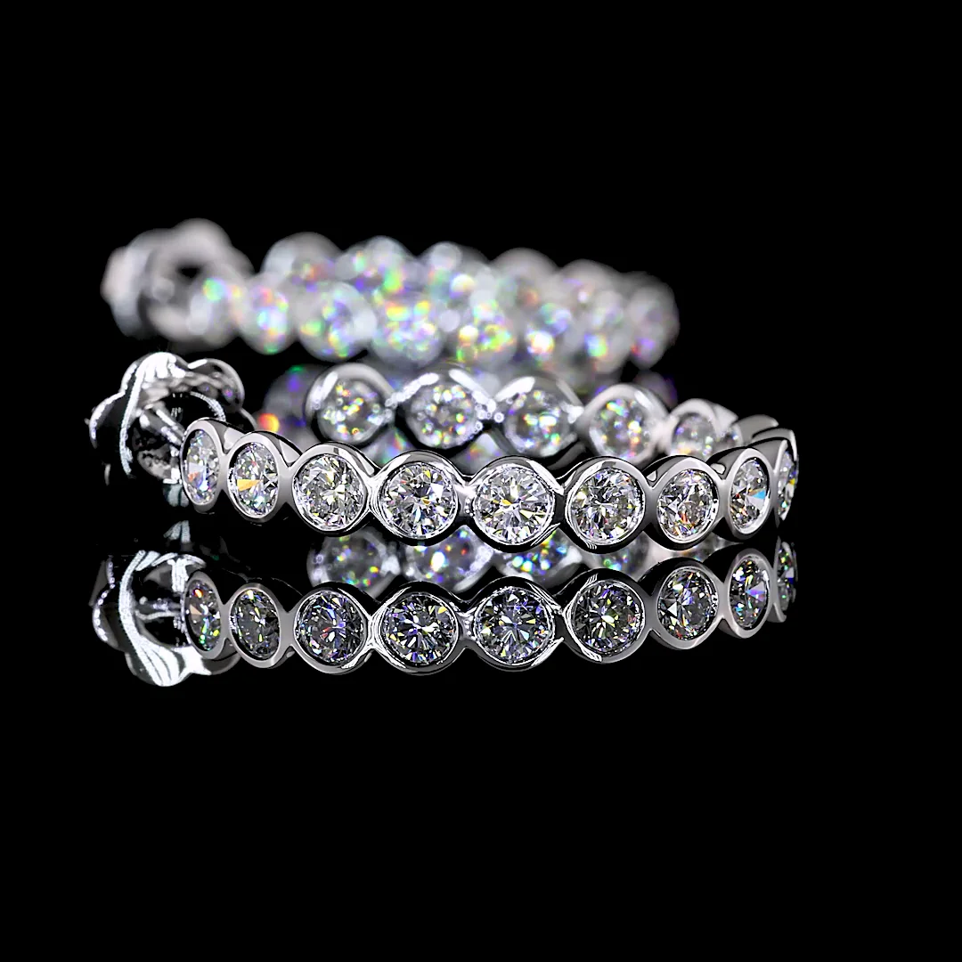 3.32 Cts 14k White Gold Round Shape C Hoops Earring - Image 2