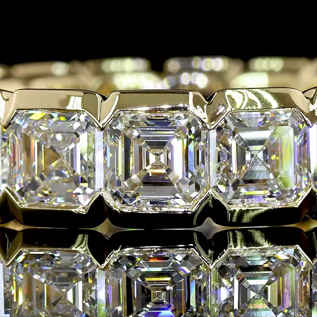 5.05 Cts 14k Yellow Gold Asscher Shape Eternity Band Eternity Band - Image 3