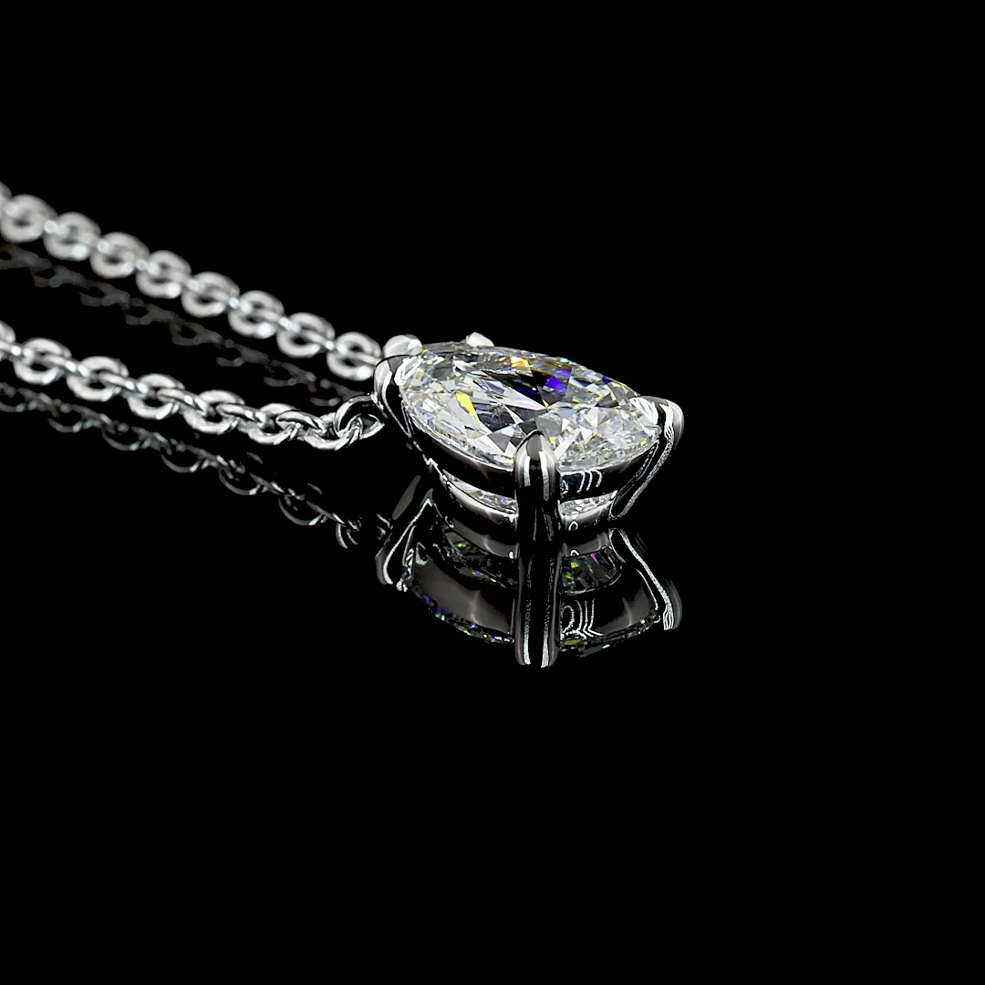 1.61 Cts 14k White Gold Pear Shape Solitaire Pendant - Image 2