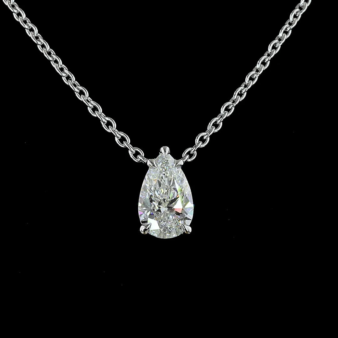 1.61 Cts 14k White Gold Pear Shape Solitaire Pendant - Image 3 (3)