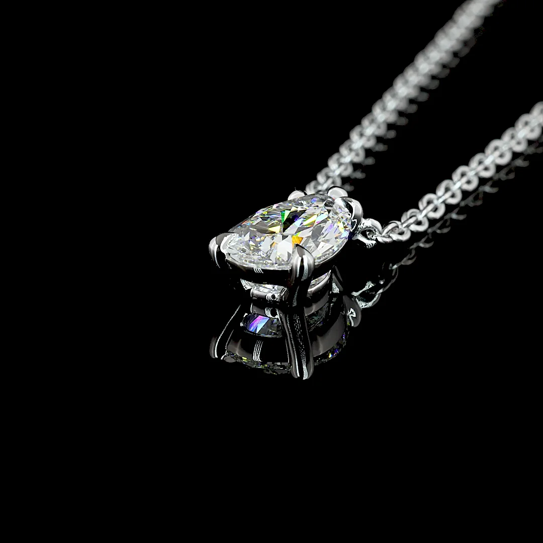 1.61 Cts 14k White Gold Pear Shape Solitaire Pendant - Image 4 (2)