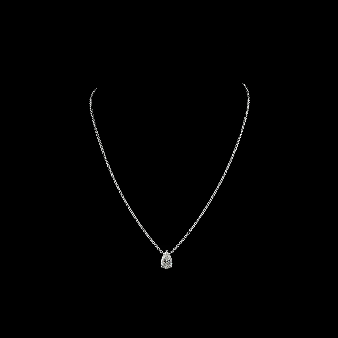 1.61 Cts 14k White Gold Pear Shape Solitaire Pendant - Video (1)
