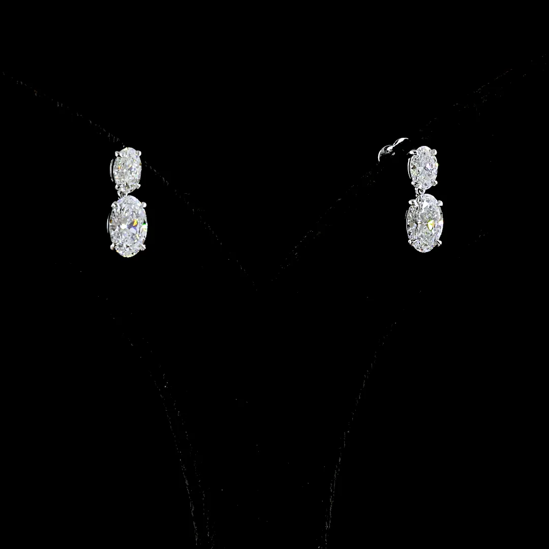 2.12 Cts 14k White Gold Oval Shape Hanging Earring - Image 2