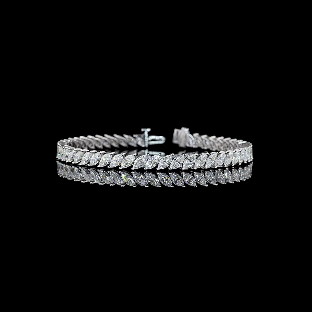 8.32 Cts 14k White Gold Marquise Shape Tennis Bracelet - Video