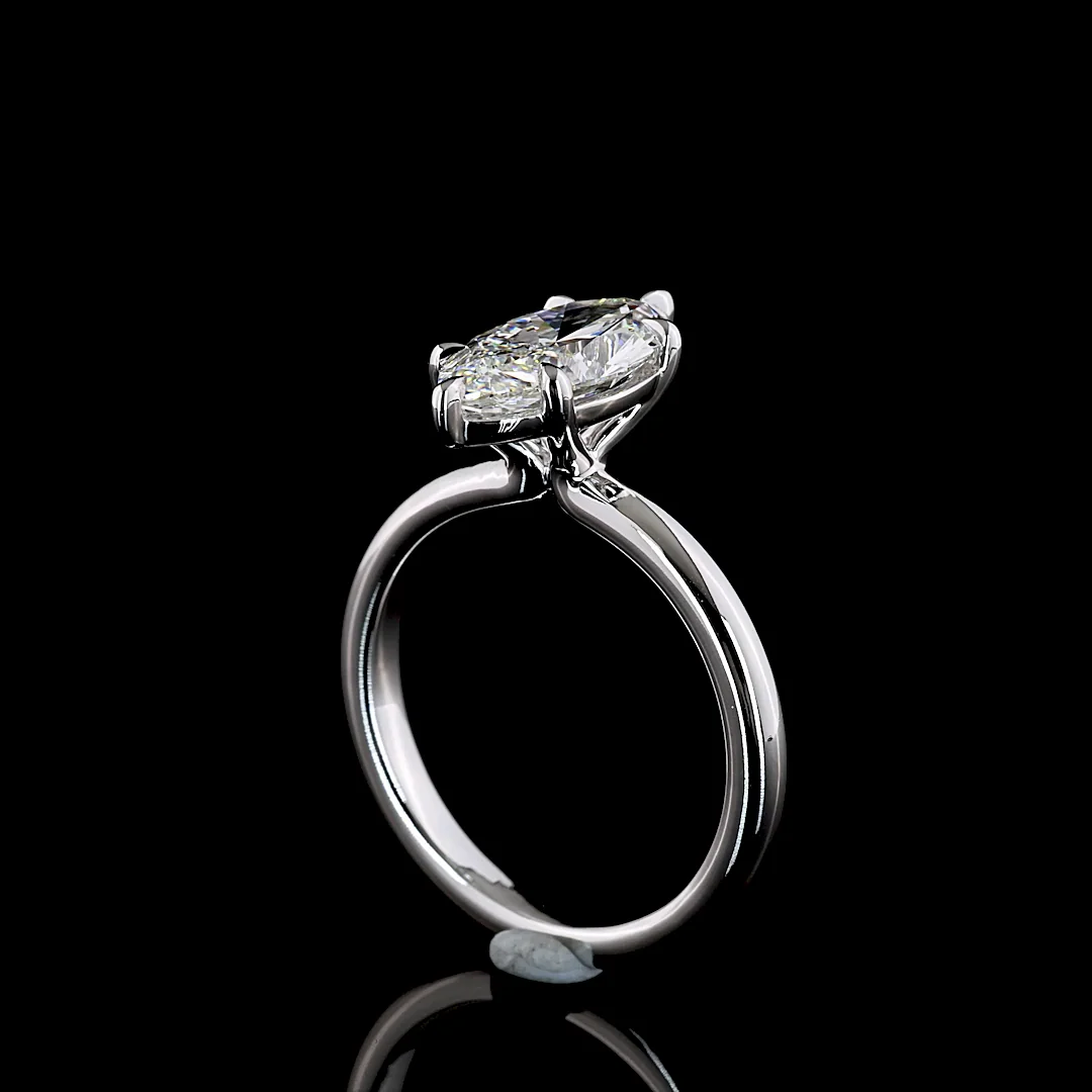 2.14 Cts 14k White Gold Marquise Shape Solitaire Ring - Image 2