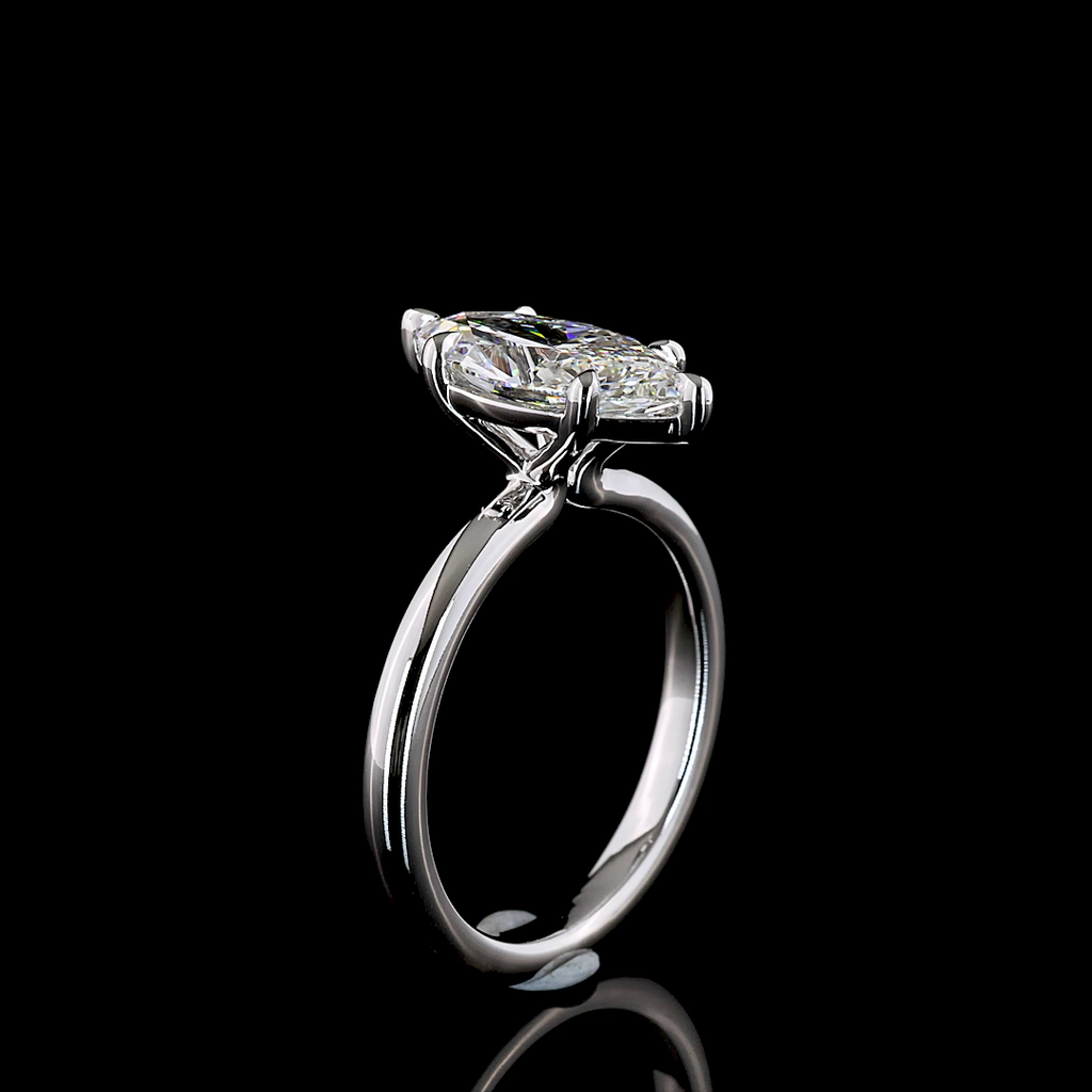 2.14 Cts 14k White Gold Marquise Shape Solitaire Ring - Image 4