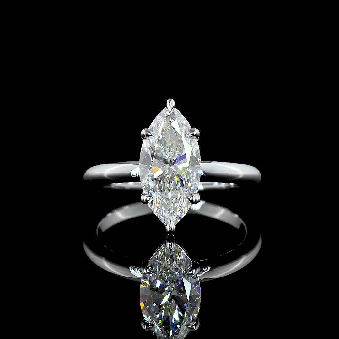 2.14 Cts 14k White Gold Marquise Shape Solitaire Ring - Video