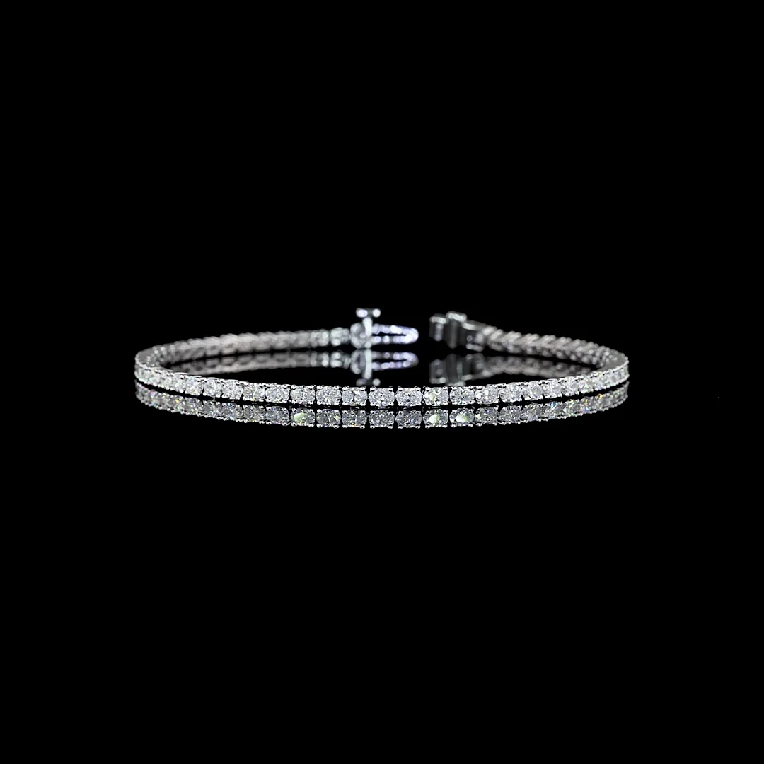 3.08 Cts 14k White Gold Oval Shape Tennis Bracelet - Video