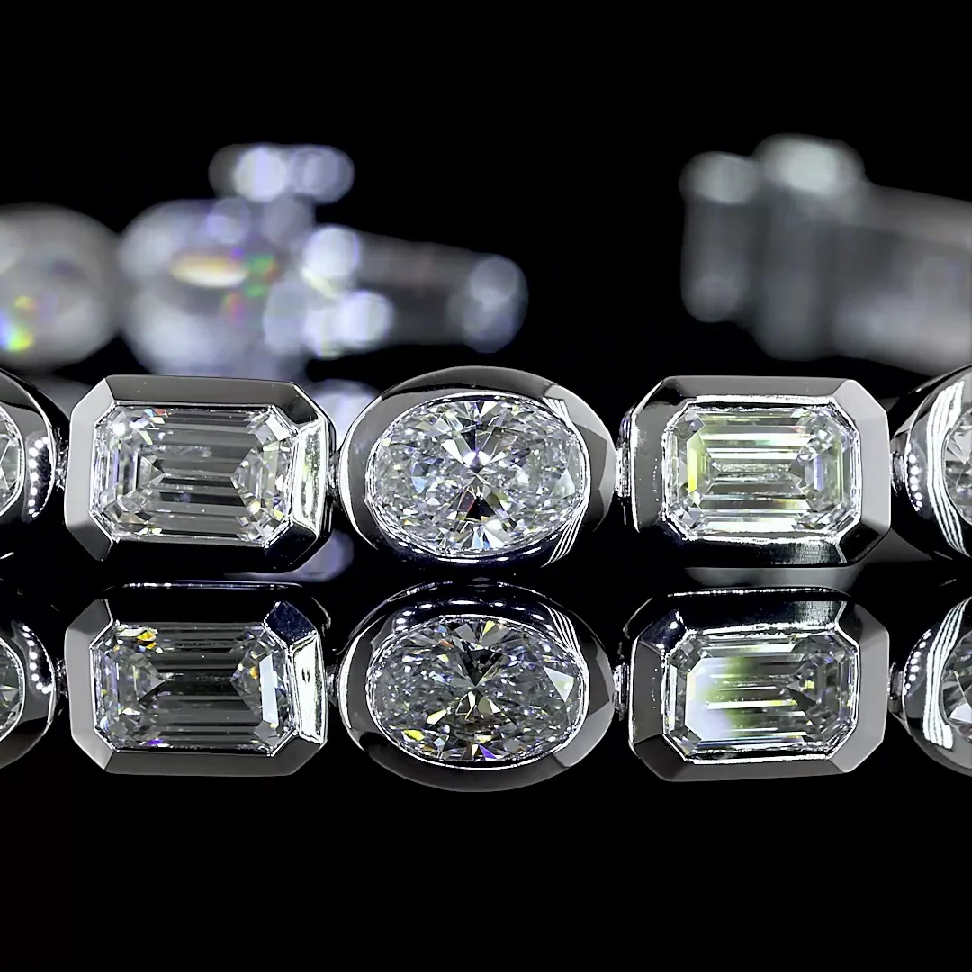 7.37 Cts 14k White Gold Mix Shape Tennis Bracelet - Image 2