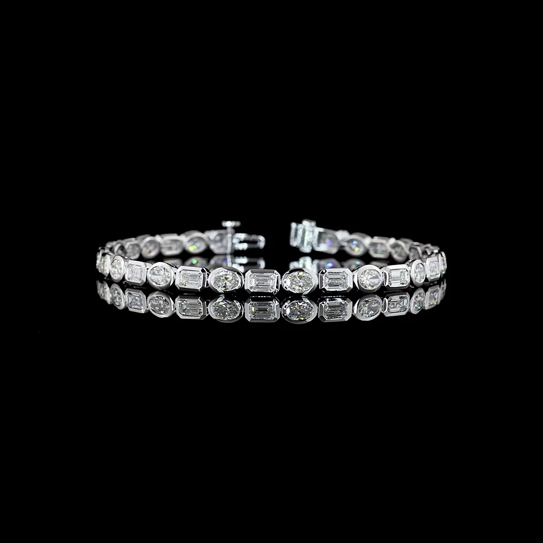 7.37 Cts 14k White Gold Mix Shape Tennis Bracelet - Video