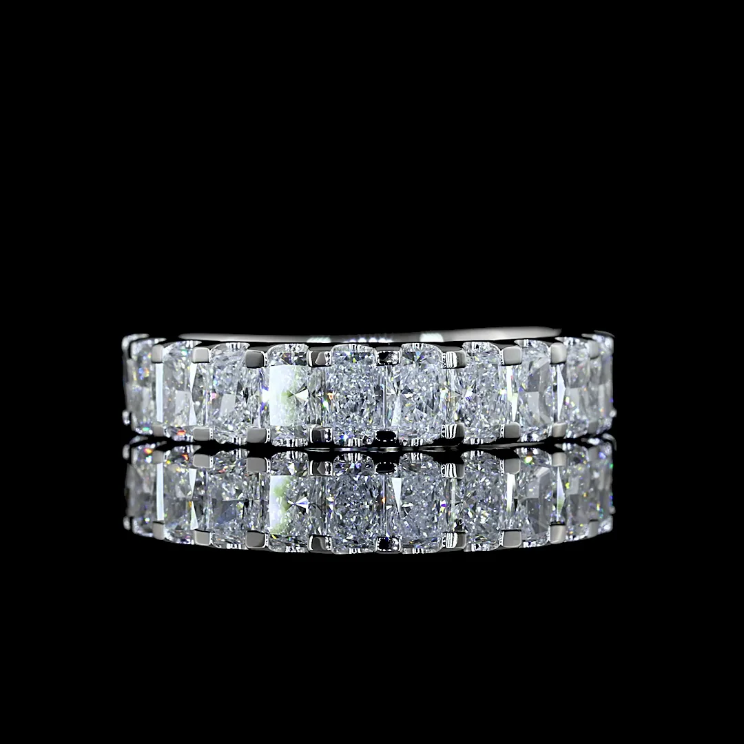 1.42 Cts Platinum Radiant Shape Half Eternity Eternity Band - Video