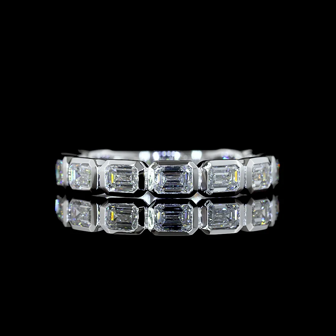 1.54 Cts 14k White Gold Emerald Shape 3/4 Band Eternity Band - Video