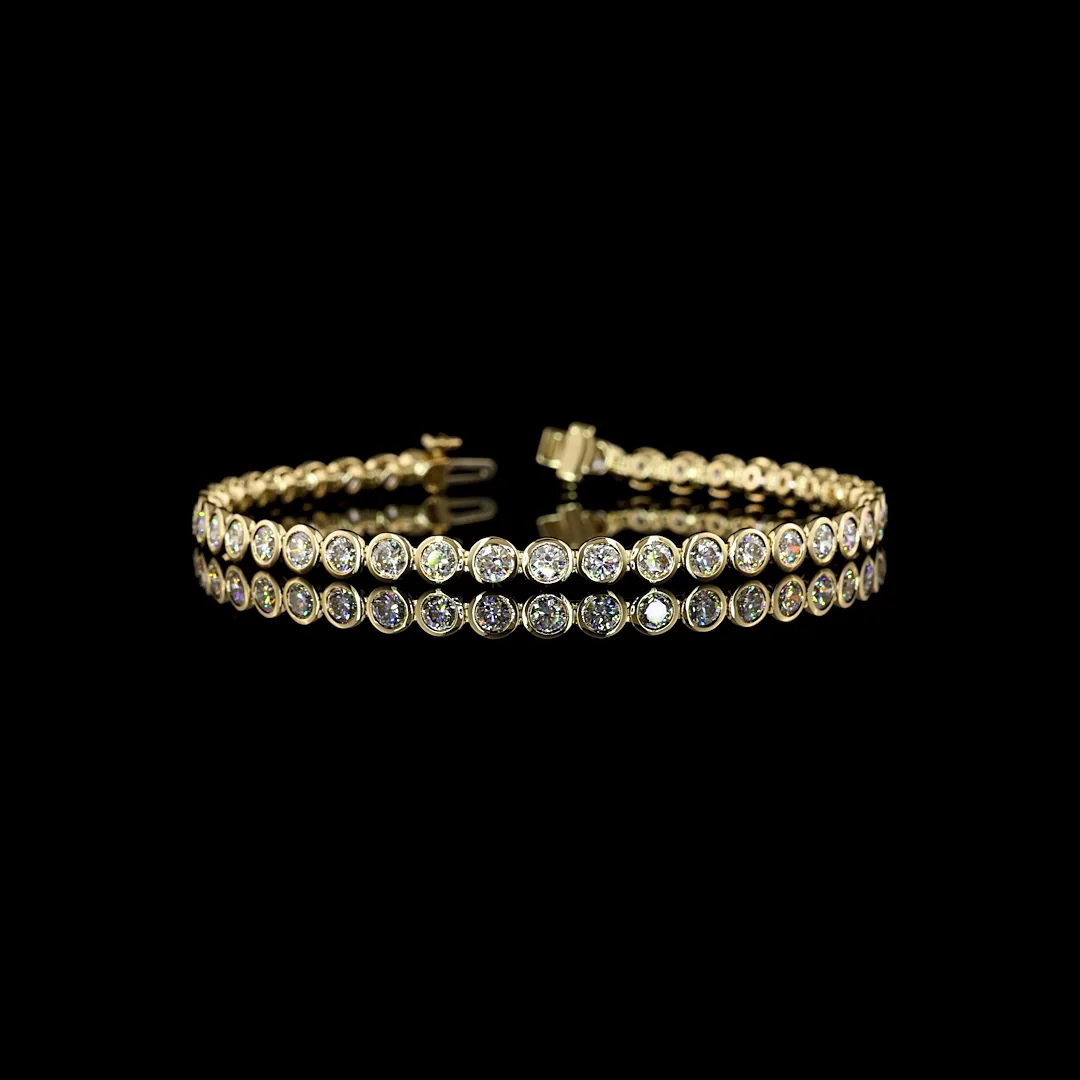 5.08 Cts 14k Yellow Gold Round Shape Tennis Bracelet - Video
