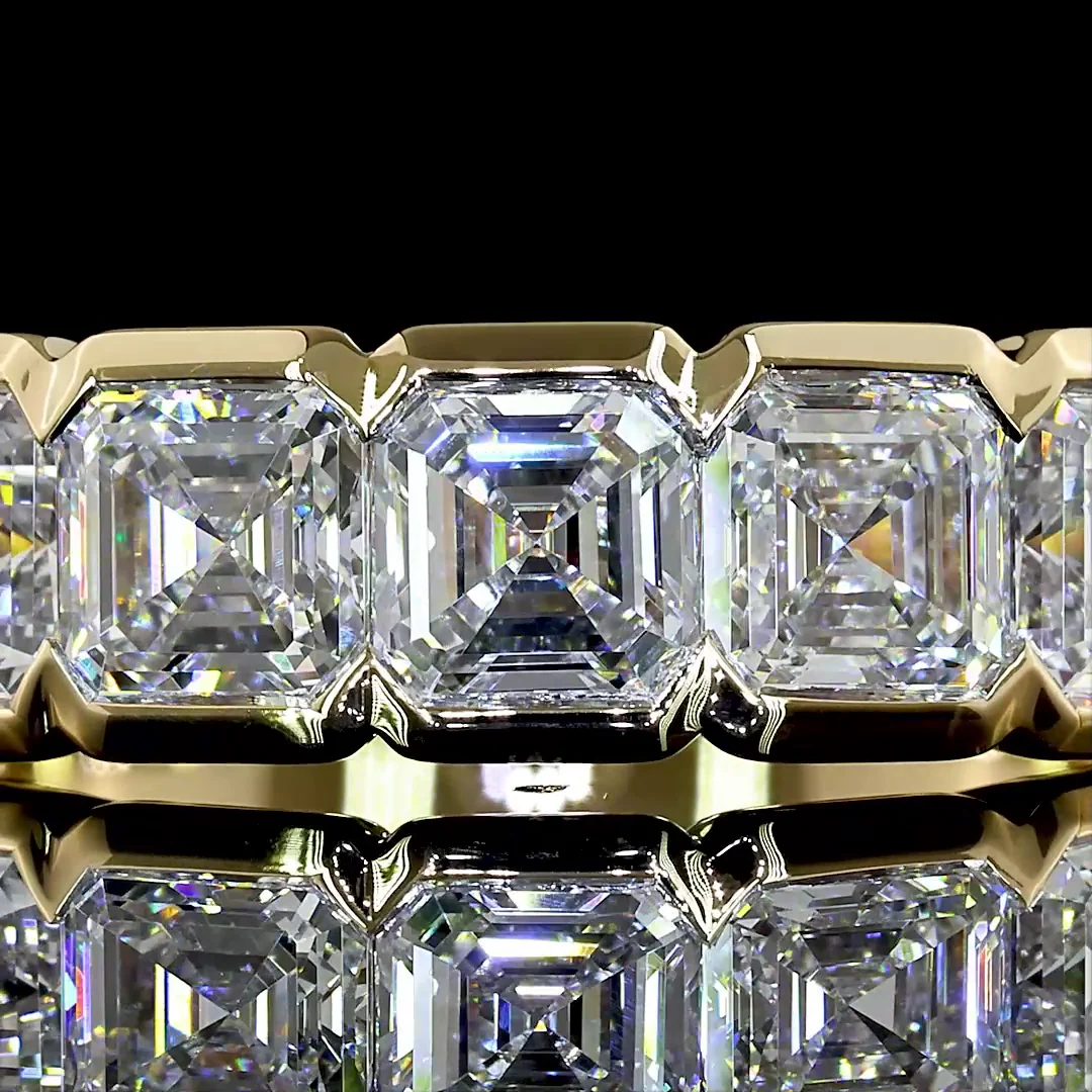 2.06 Cts 14k Yellow Gold Asscher Shape 5 Stones Eternity Band - Image 3