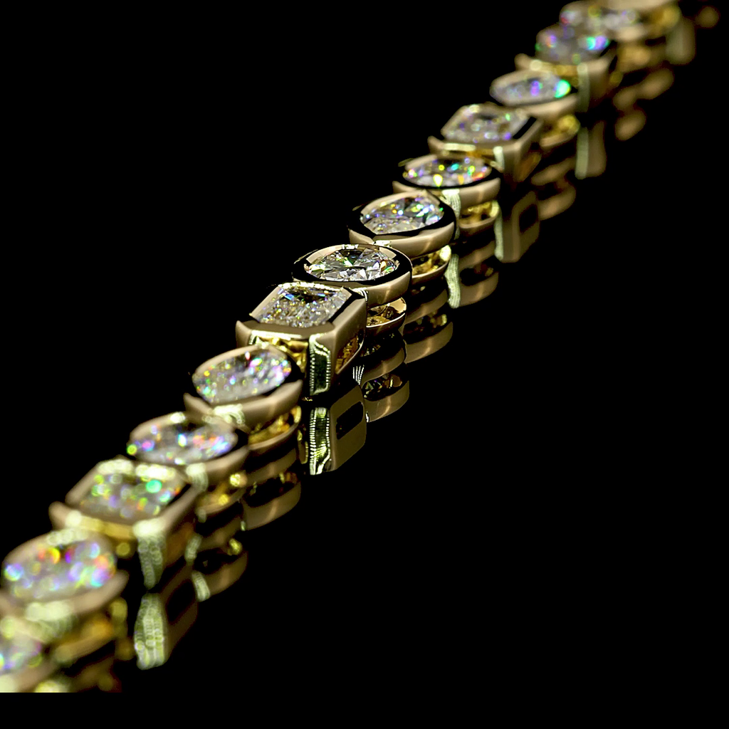 18.25 Cts 14k Yellow Gold Mix Shape Tennis Necklace - Image 4