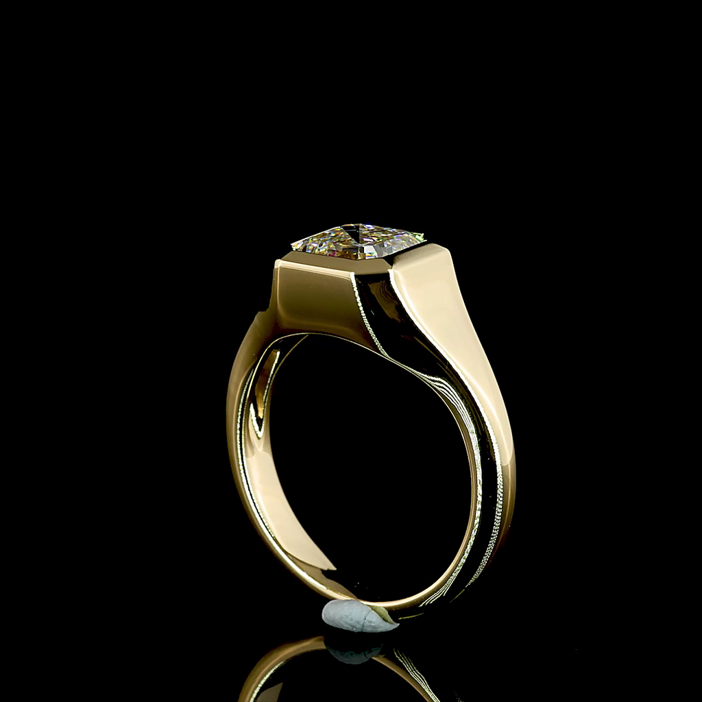 2.03 Cts 14k Yellow Gold Square Emerald Shape Solitaire Ring - Image 2
