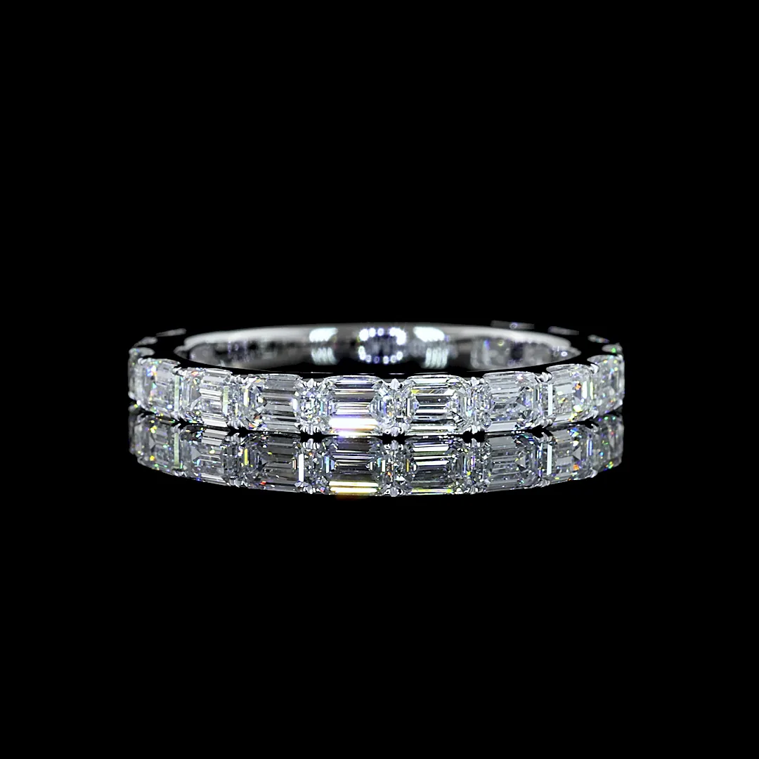 1.4 Cts 14k White Gold Emerald Shape 3/4 Band Eternity Band - Video