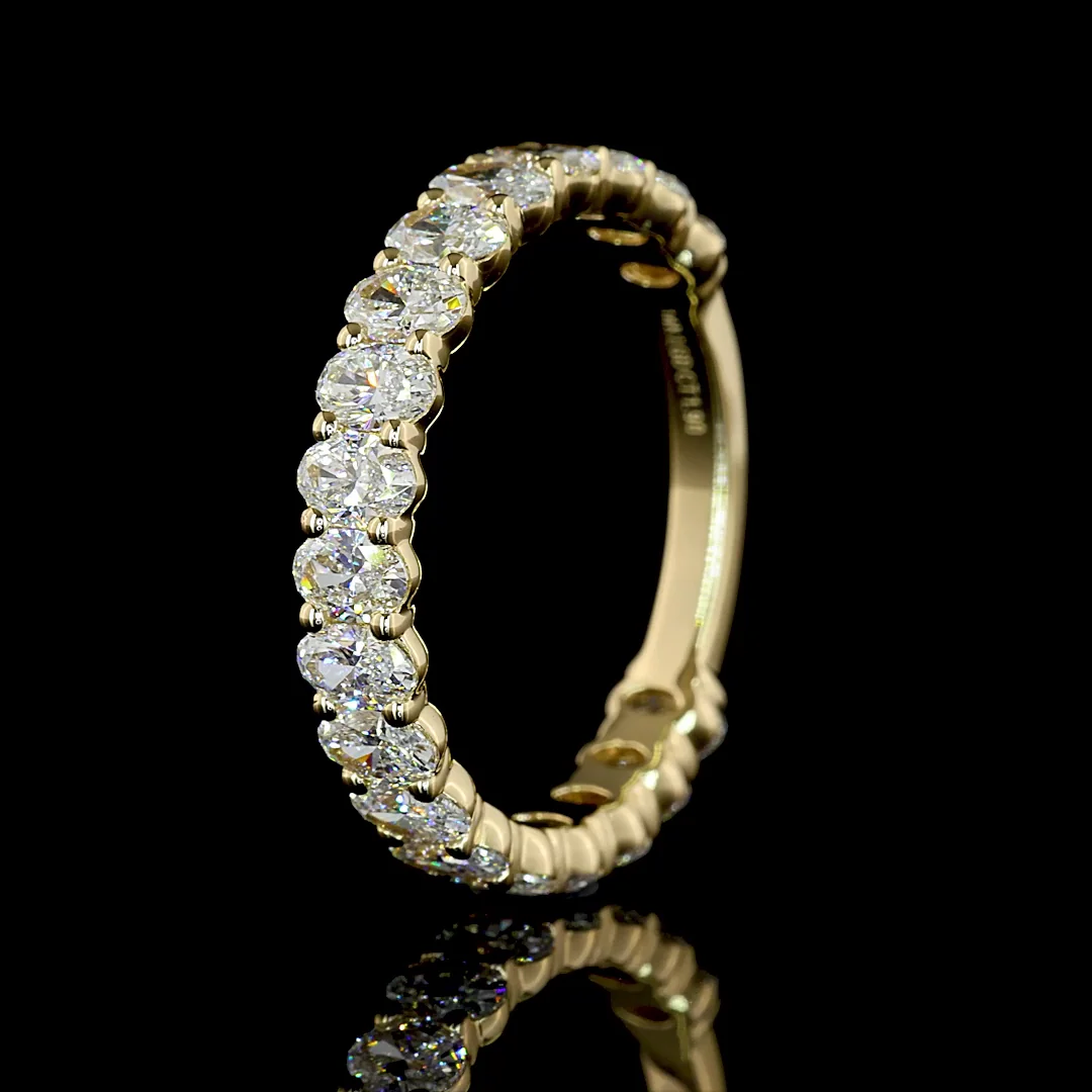 1.9 Cts 14k Yellow Gold Oval Shape 3/4 Band Eternity Band - Image 4