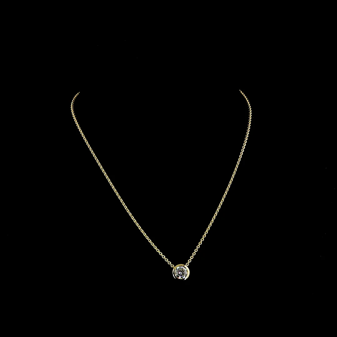 1.51 Cts 14k Yellow Gold Round Shape Solitaire Pendant - Video