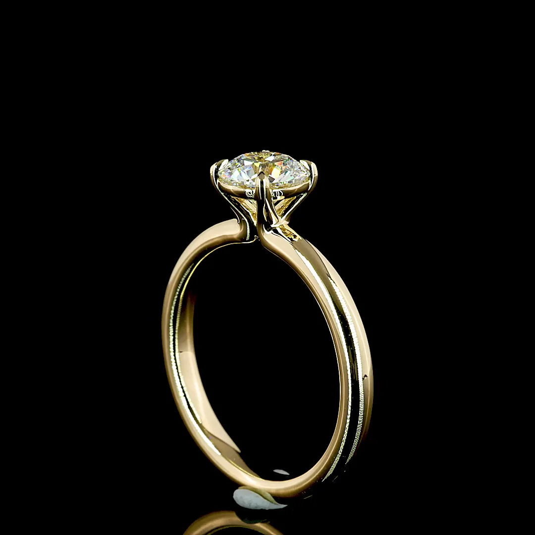 1 Cts 14k Yellow Gold Round Shape Solitaire Ring - Image 2