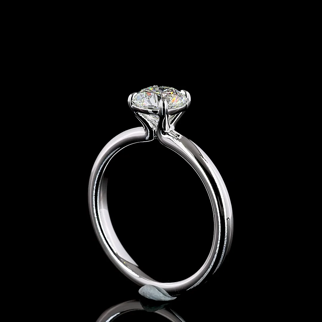 1.01 Cts 14k White Gold Round Shape Solitaire Ring - Image 2