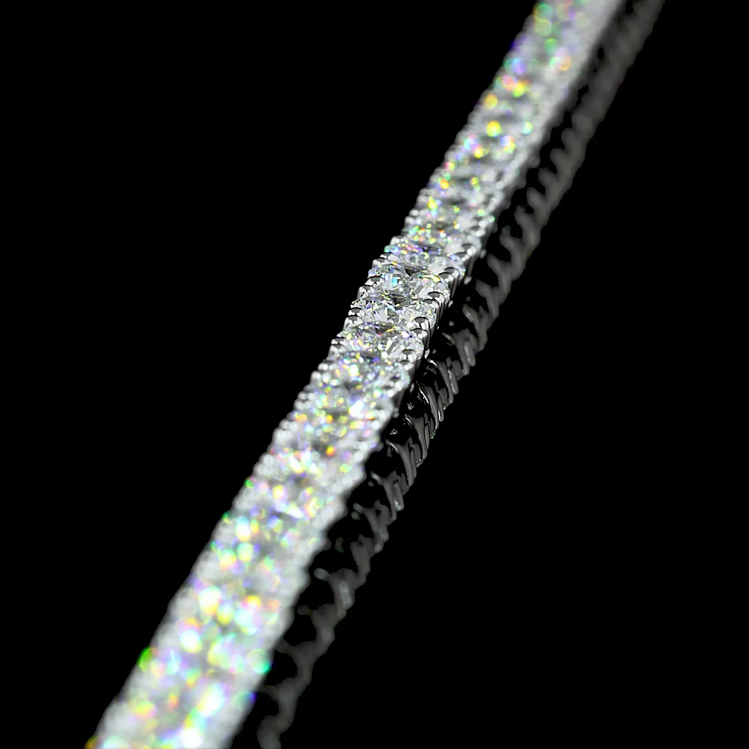 15.35 Cts 14k White Gold Round Shape Tennis Necklace - Image 4