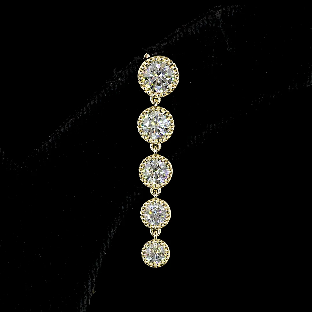 2.83 Cts 14k Yellow Gold Round Shape Hanging Earring - Image 3