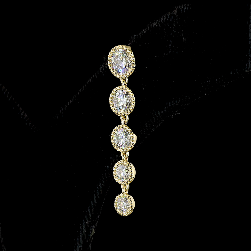 2.83 Cts 14k Yellow Gold Round Shape Hanging Earring - Image 4
