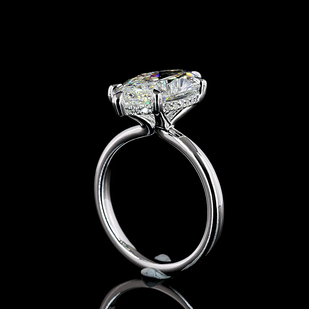 5.27 Cts 14k White Gold Marquise Shape Hidden Halo Ring - Image 2