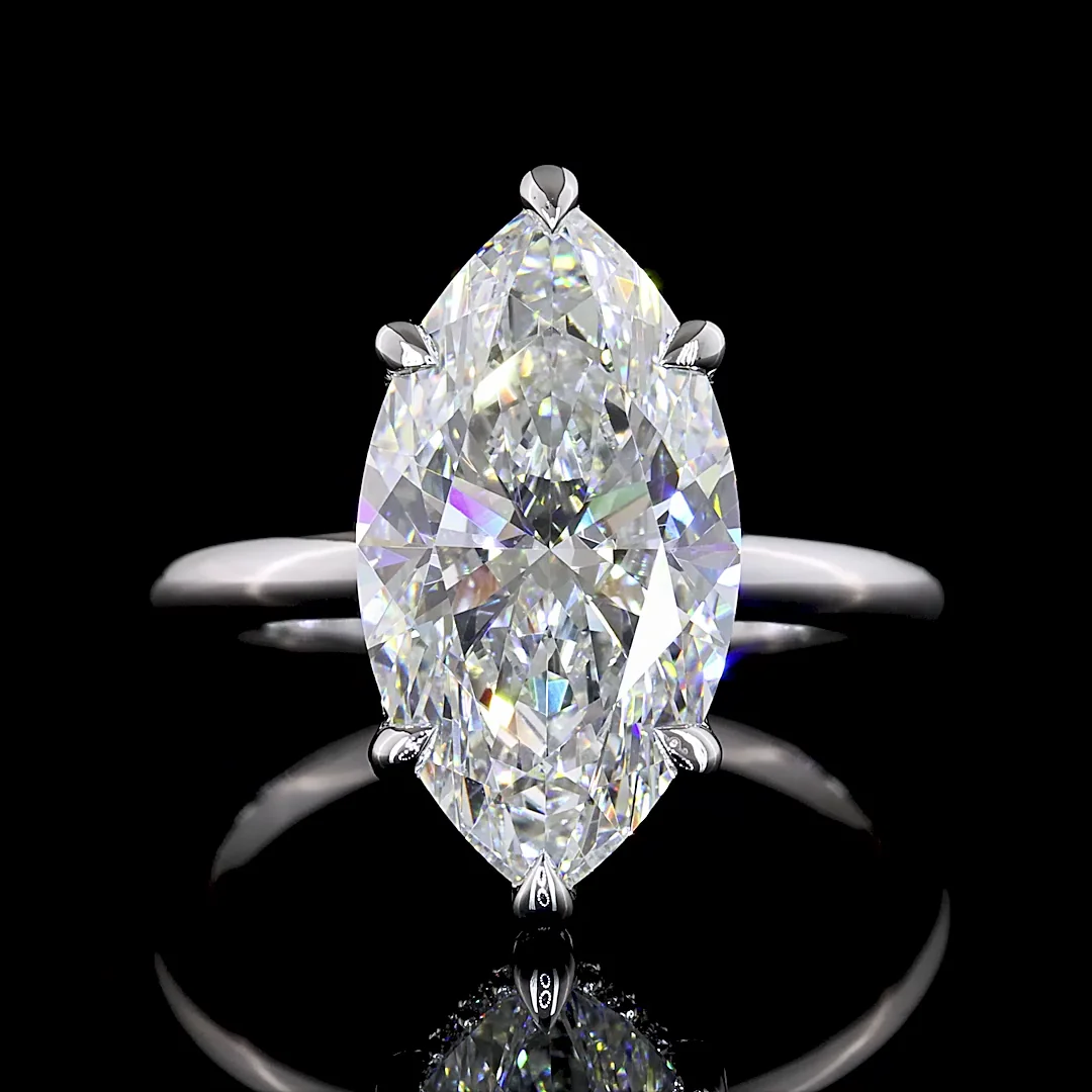5.27 Cts 14k White Gold Marquise Shape Hidden Halo Ring - Image 3