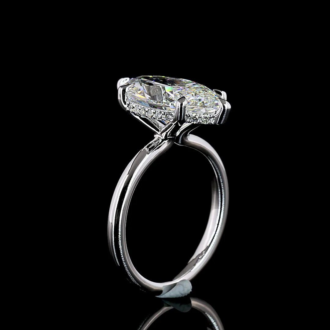 5.27 Cts 14k White Gold Marquise Shape Hidden Halo Ring - Image 4