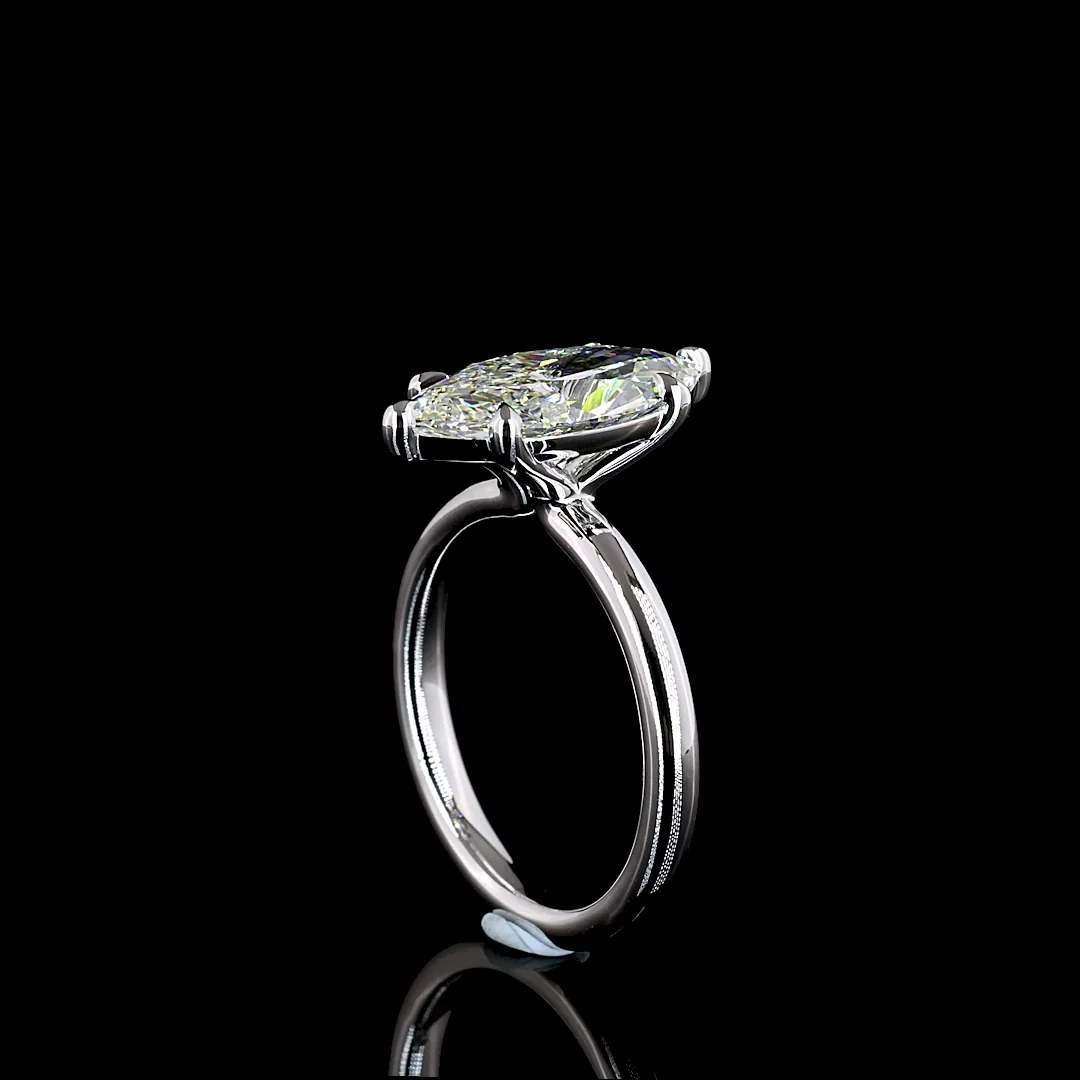 3.13 Cts 14k White Gold Marquise Shape Solitaire Ring - Image 2