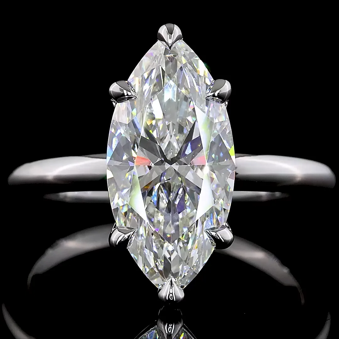 3.13 Cts 14k White Gold Marquise Shape Solitaire Ring - Image 3