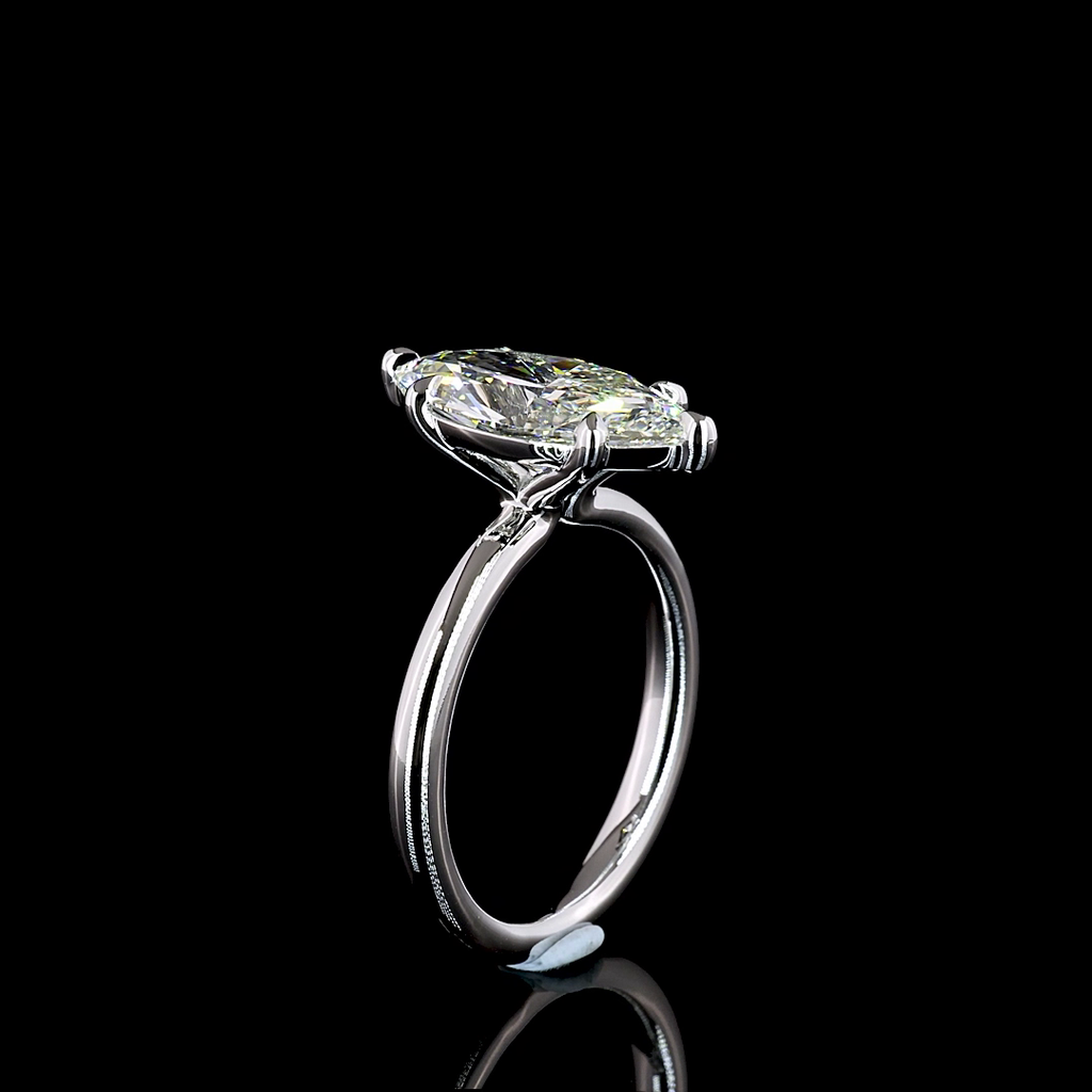 3.13 Cts 14k White Gold Marquise Shape Solitaire Ring - Image 4