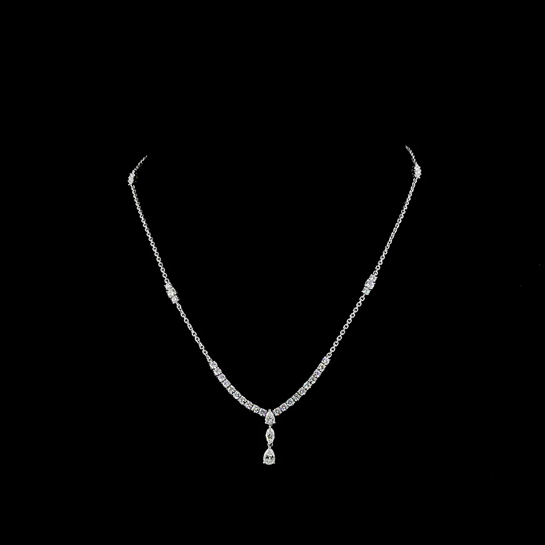 3.04 Cts 14k White Gold Mix Shape Special Necklace - Video