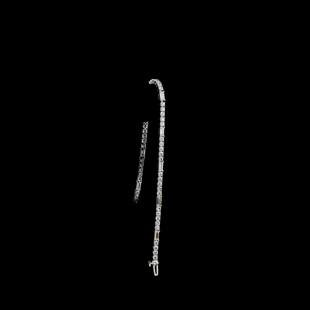 4.26 Cts 14k White Gold Mix Shape Station Line Tennis Bracelet - Image 3