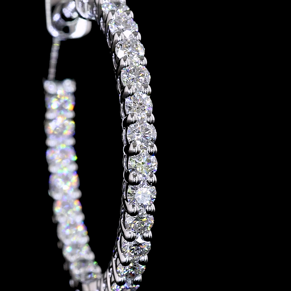 1.87 Cts 14k White Gold Round Shape Hoops Earring - Image 3