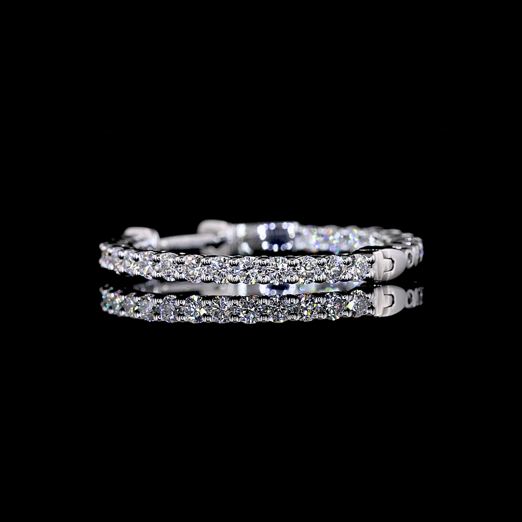 1.87 Cts 14k White Gold Round Shape Hoops Earring - Image 4