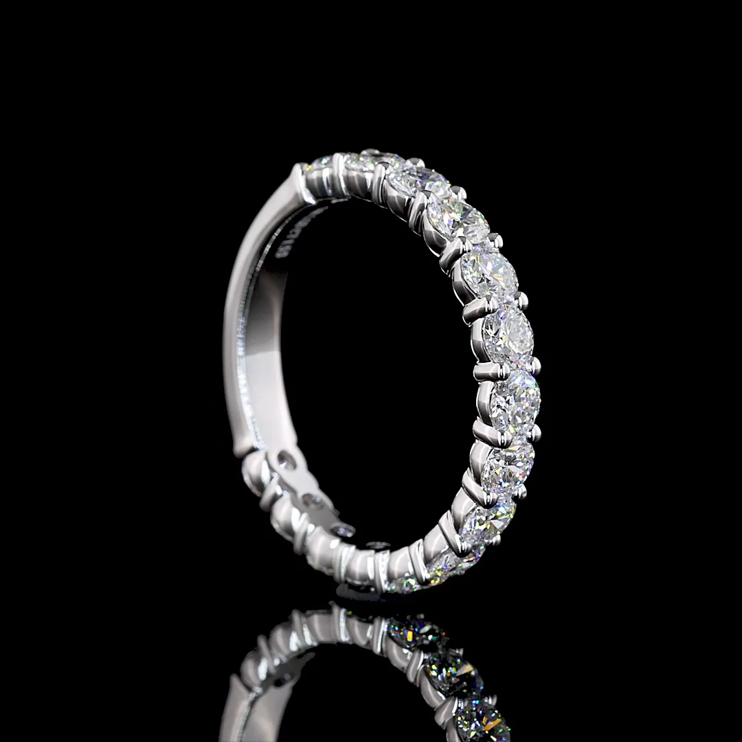1.53 Cts 14k White Gold Round Shape 3/4 Band Eternity Band - Image 2