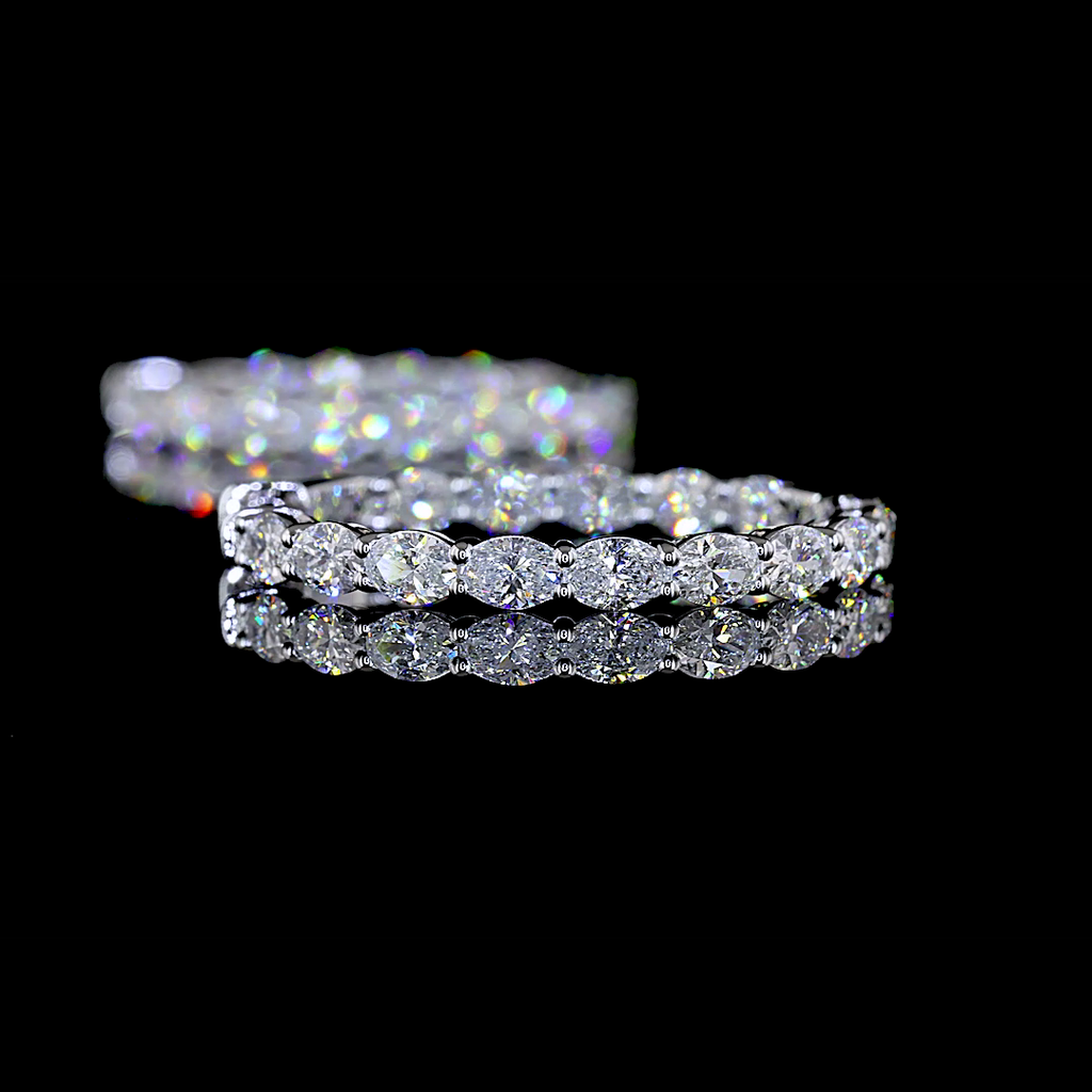 2.72 Cts 14k White Gold Oval Shape Hoops Earring - Image 2