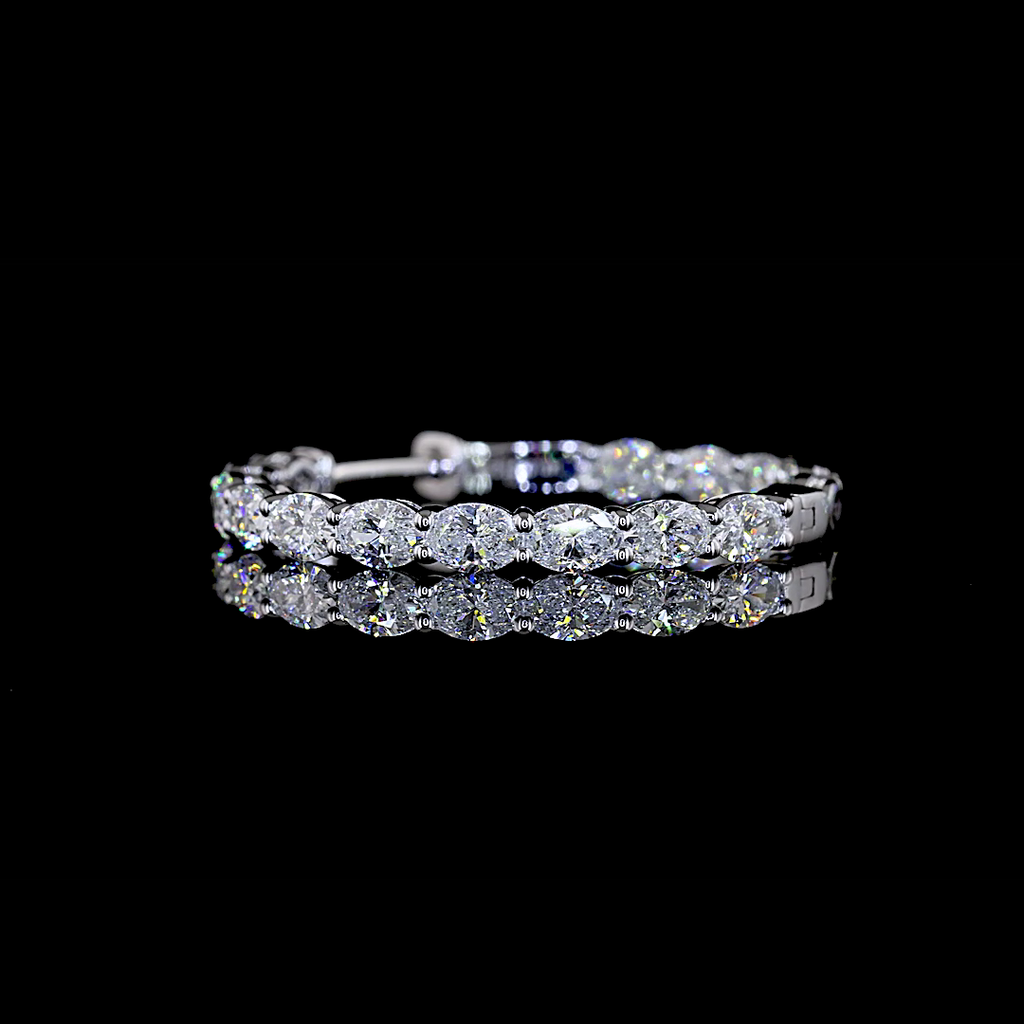 2.72 Cts 14k White Gold Oval Shape Hoops Earring - Image 4