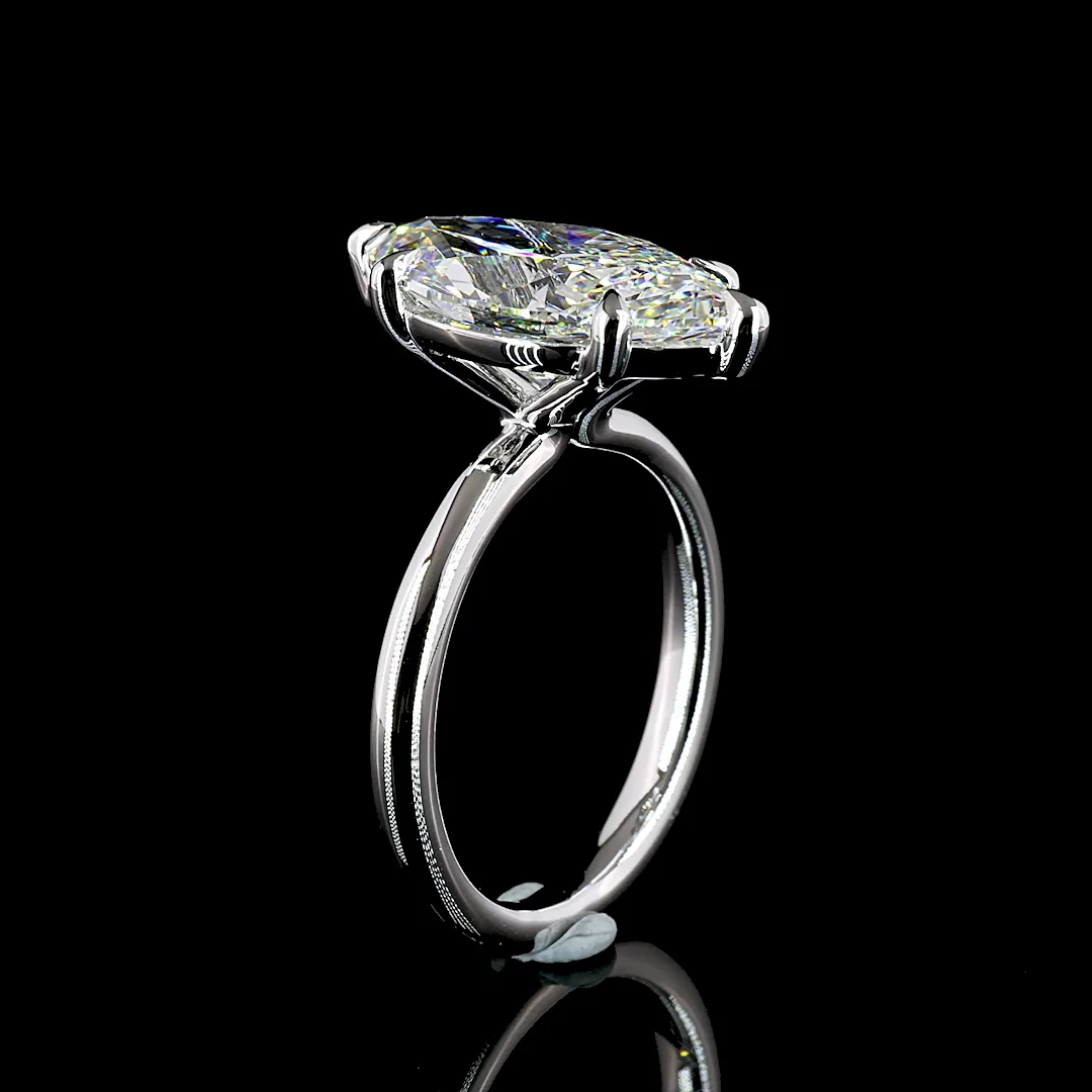 5.11 Cts 14k White Gold Marquise Shape Solitaire Ring - Image 4