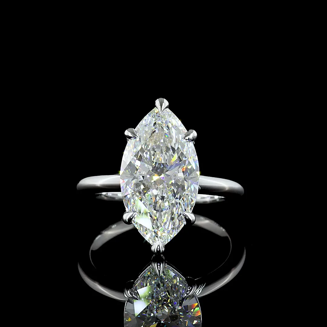 5.11 Cts 14k White Gold Marquise Shape Solitaire Ring - Video