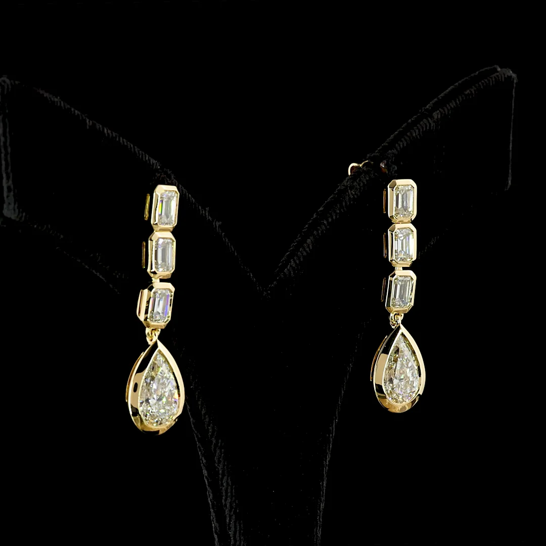 5.09 Cts 14k Yellow Gold Mix Shape Hanging Earring - Image 2