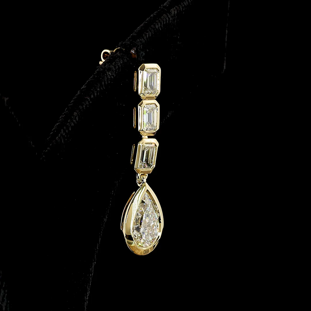5.09 Cts 14k Yellow Gold Mix Shape Hanging Earring - Image 4
