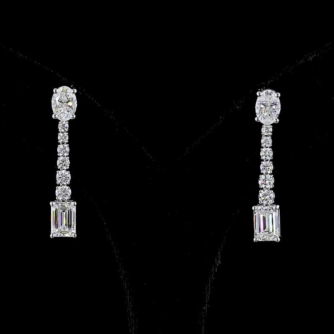 4.98 Cts 14k White Gold Mix Shape Hanging Earring - Video