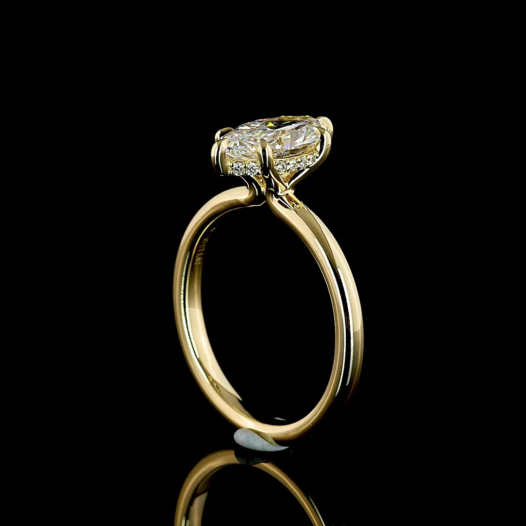 1.57 Cts 14k Yellow Gold Marquise Shape Hidden Halo Ring - Image 2