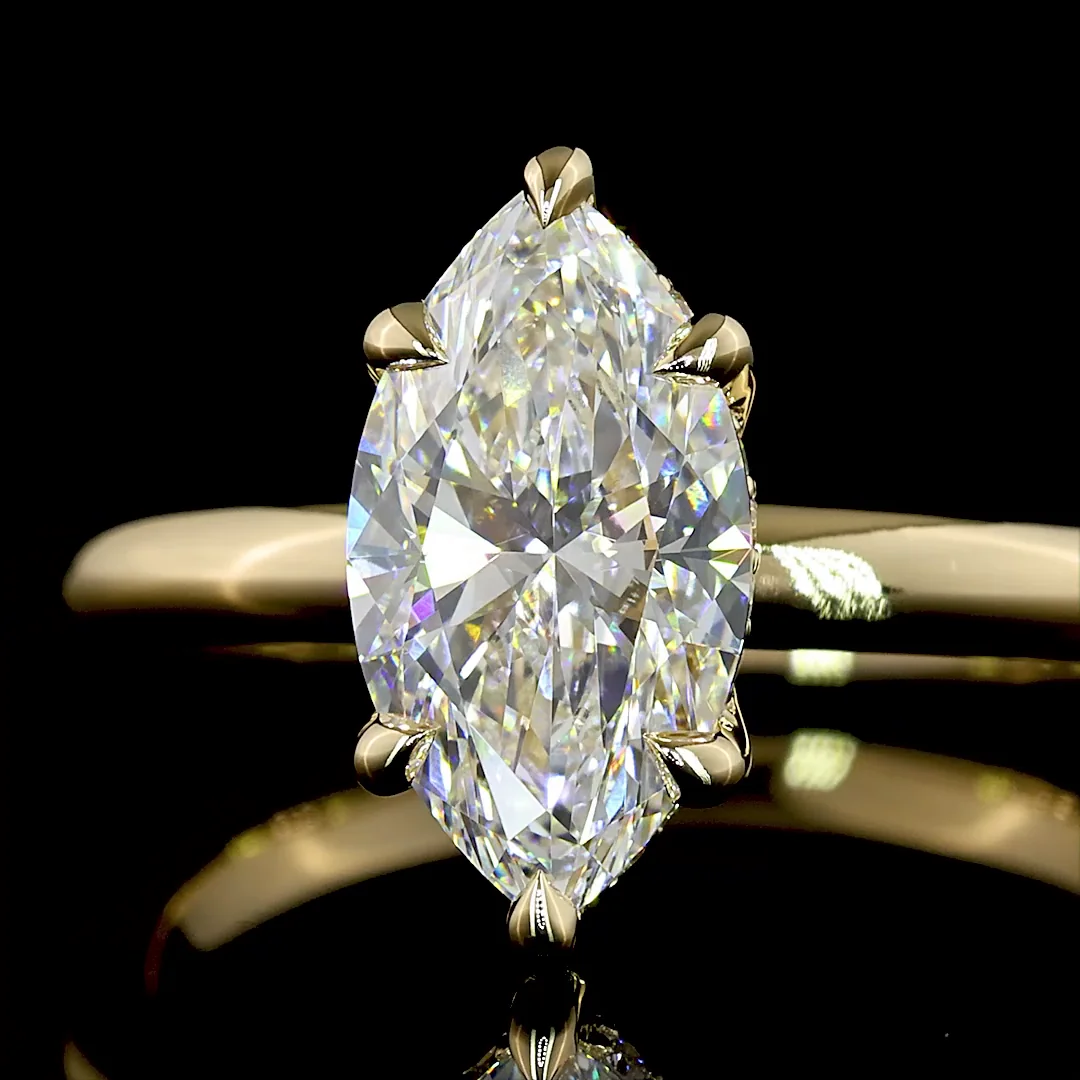 1.57 Cts 14k Yellow Gold Marquise Shape Hidden Halo Ring - Image 3